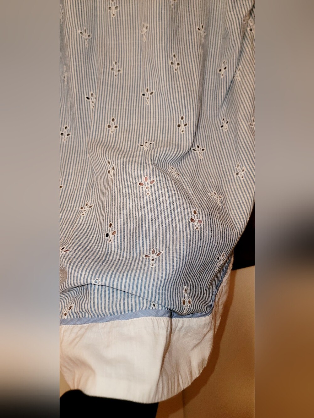 Anthropologie The Bijou Top Small OS Women's Casual Striped Eyelet Shirt - Picture 12 of 12